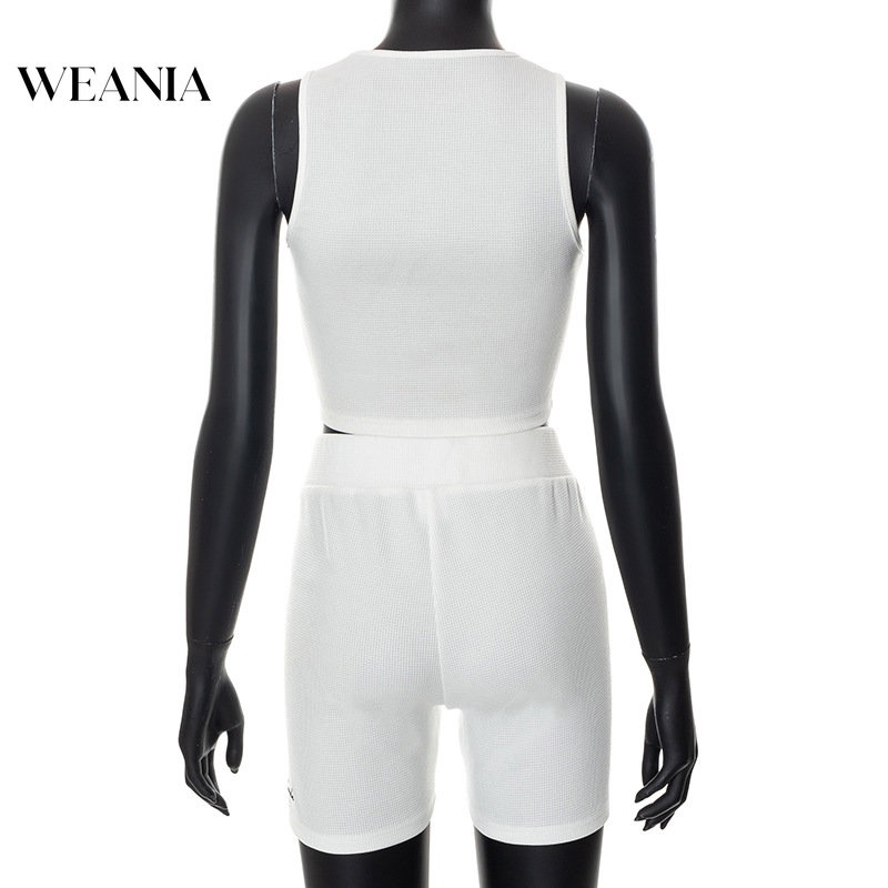 Set Áo Tank Top + Quần Sọt Thể Thao Lưng Cao Hoạ Tiết Chữ Thêu