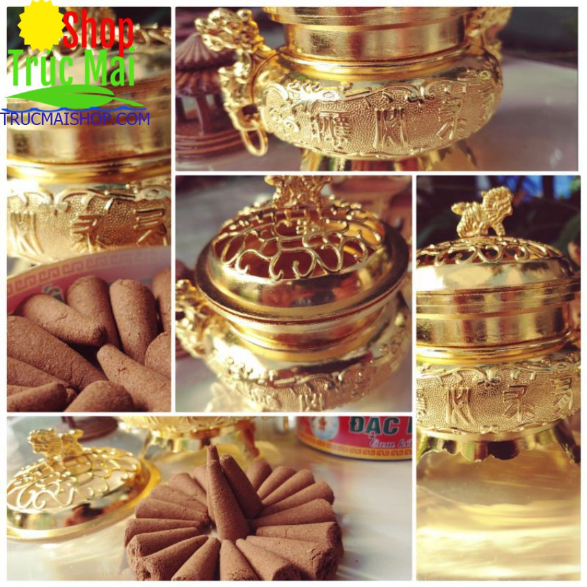 lư hương đốt trầm to tặng 50 nụ trầm hương thiên nhiên