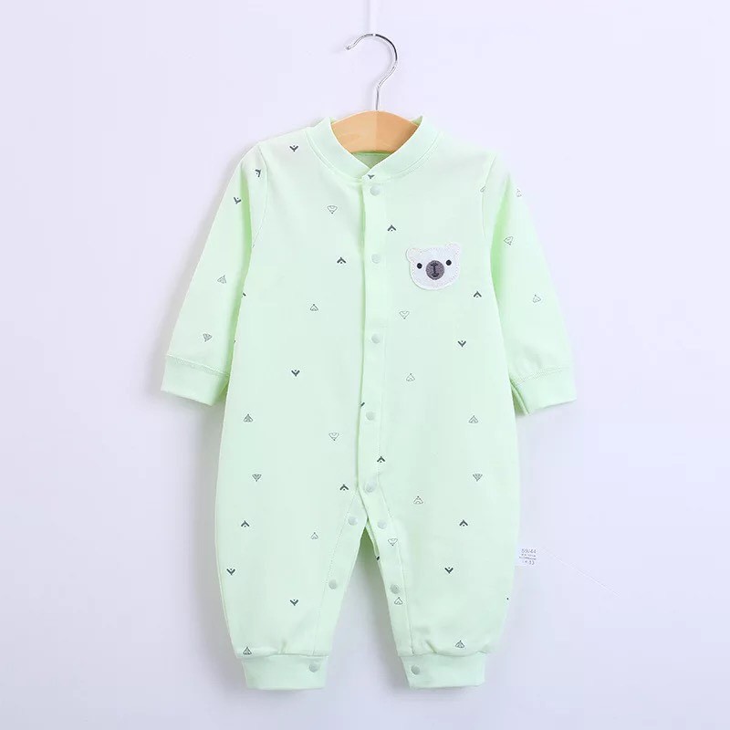 Body liền thân dài tay Cotton cúc giữa cho bé trai bé gái Hàng Quảng châu xuất Hàn XK688