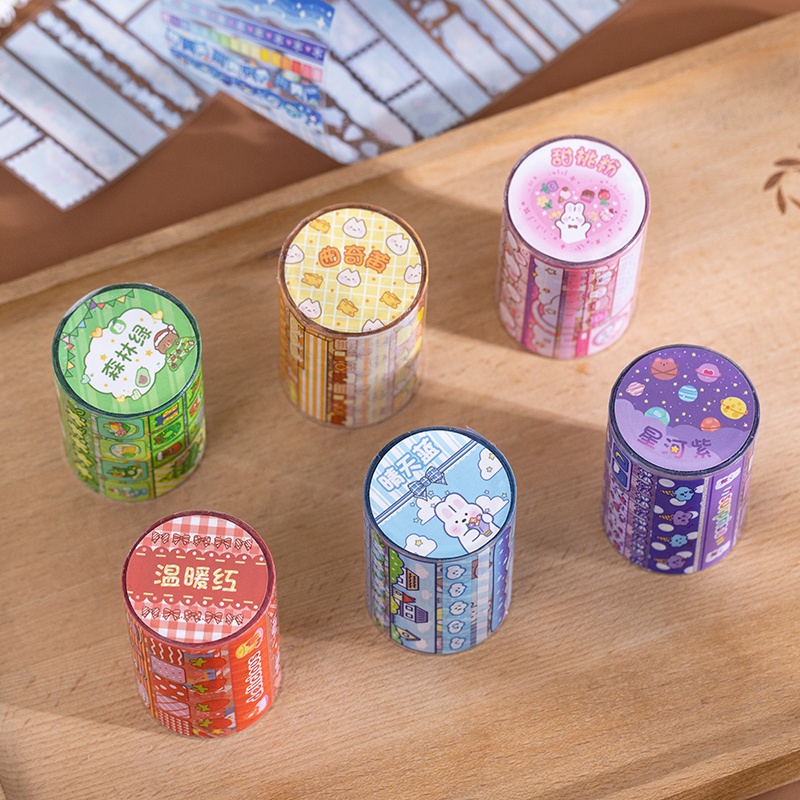 Cuộn Băng Keo Dán Họa Tiết Hoạt Hình Dễ Thương 6 Kiểu DIY