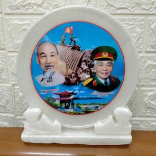 Đĩa đá Bác Hồ - Bác Giáp ( đường kính 20cm )