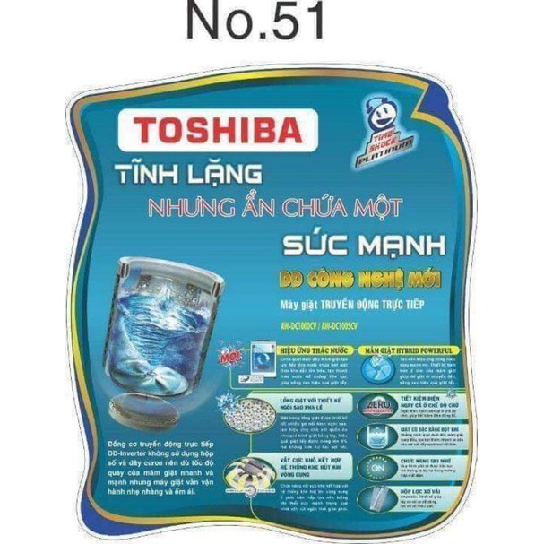 Tem trang trí máy giặt Toshiba