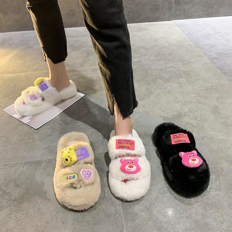 Dép Bông Đi Trong Nhà Đế Dày Chống Trượt Hình Hoạt Hình Dễ Thương Cho Nữ
