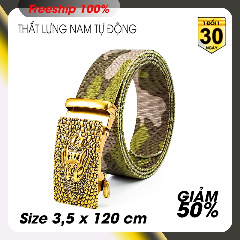 Thắt lưng nam tự động cực đẹp - đồng giá 99k - Hình đầu cá sấu - Khóa kim loại - dây vải dù phượt - Nhiều màu - Kèm