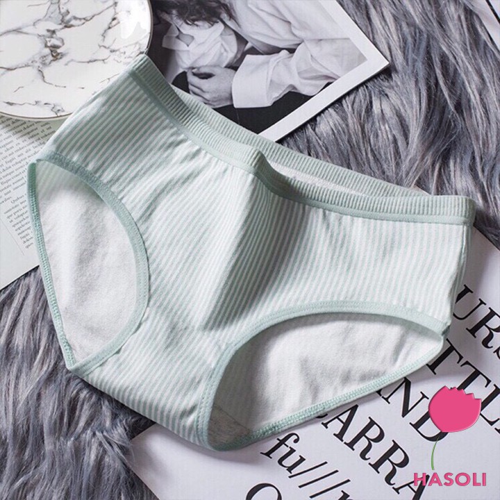 Quần Lót Nữ-Quần Chip Nữ-Quần Cotton Tăm Phối Kẻ Dễ Thương Đẹp Rẻ S22