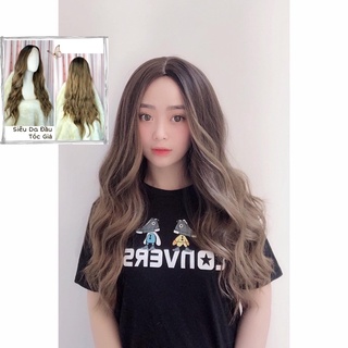 [ẢNH THẬT] Tóc giả Nữ nguyên đầu (siêu da đầu lace Ombre Nâu trà)