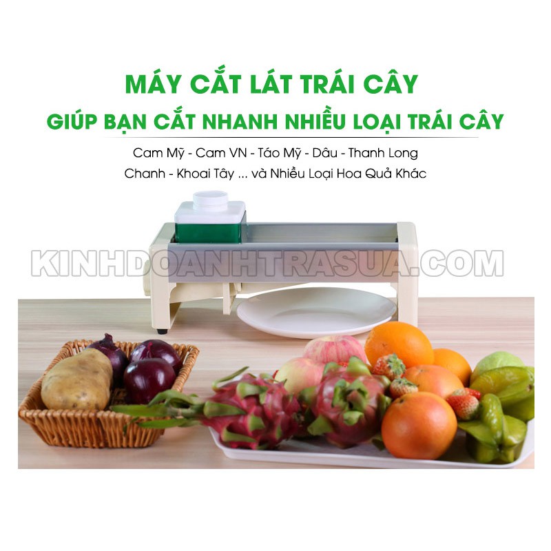 Máy Cắt Lát Trái Cây Hoa Quả - Loại Dài 4 Tấc - Tặng Bộ Công Thức Làm Trà Trái Cây Bao Ngon