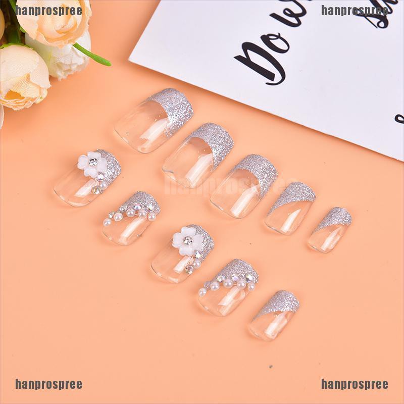 Bộ 24 Móng Tay Giả Đính Đá Lấp Lánh Nữ Tính