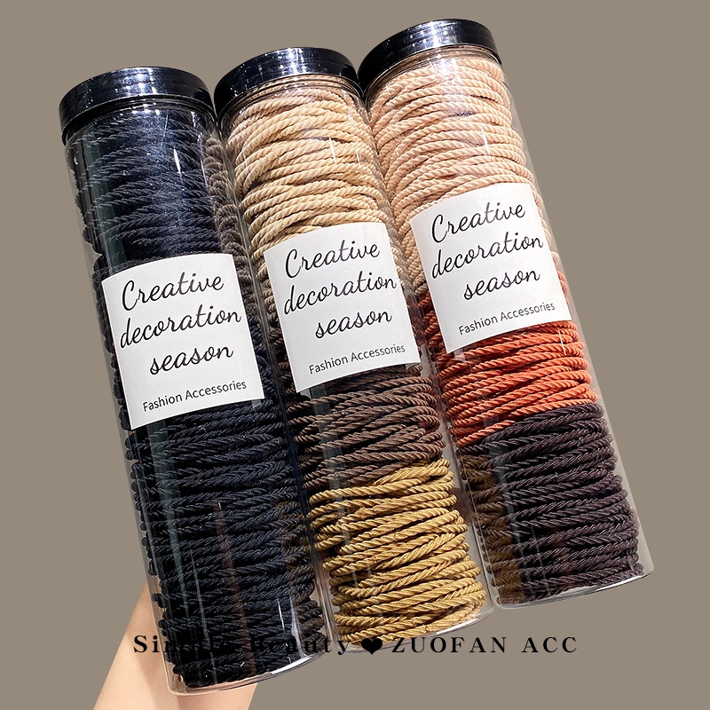 Set 100 Dây Buộc Tóc Cao Su Co Giãn Nhiều Màu Sắc Phong Cách Hàn Quốc