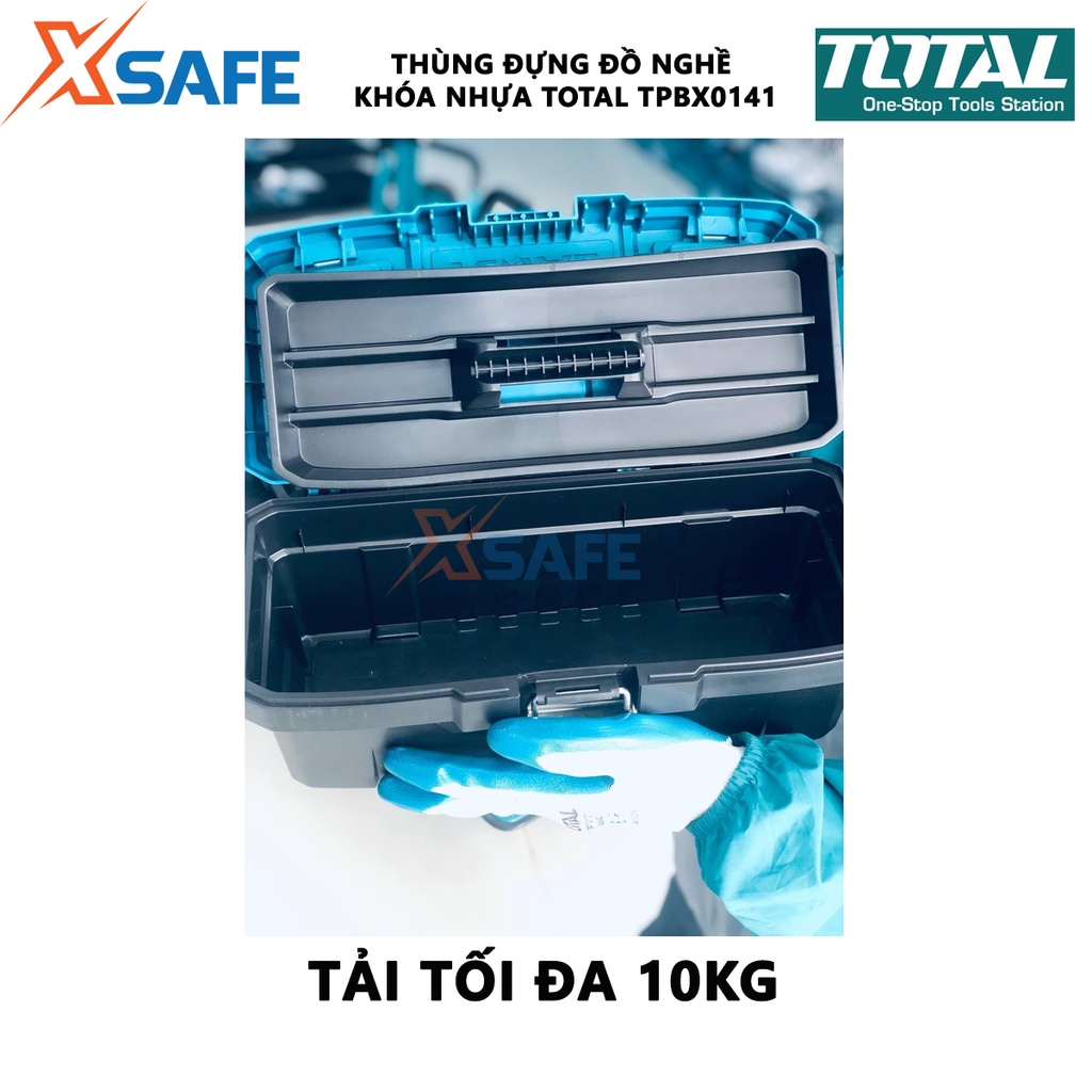 Hộp đựng đồ nghề TOTAL TPBX0141 Thùng dụng cụ khóa nhựa PP tải trọng tối đa 10kg, chất liệu nhựa PP, tay cầm độ bền cao