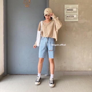 Quần Jeans Ngố Nữ Rách 1 Line
