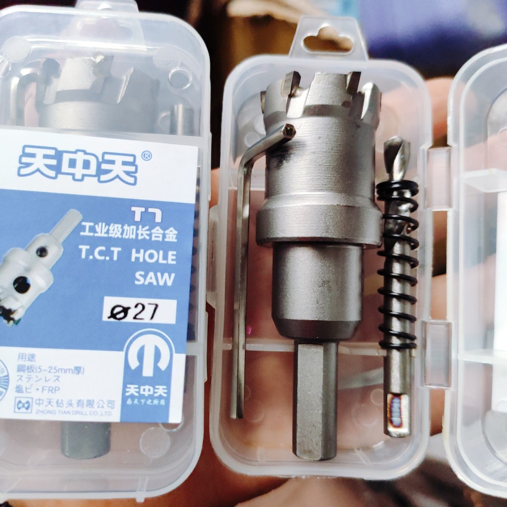 Mũi khoét inox 27 , sắt đầu hợp kim công nghệ Đức Loại 1, mũi khoét kim loại 27mm