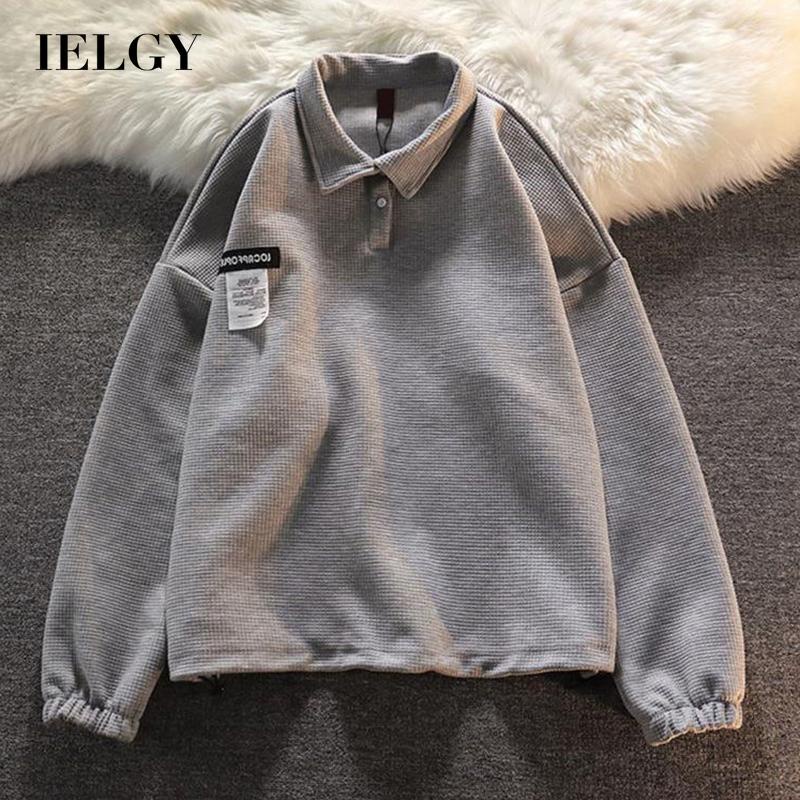 Áo sweater IELGY tay dài cổ polo phong cách Nhật Bản cho nam