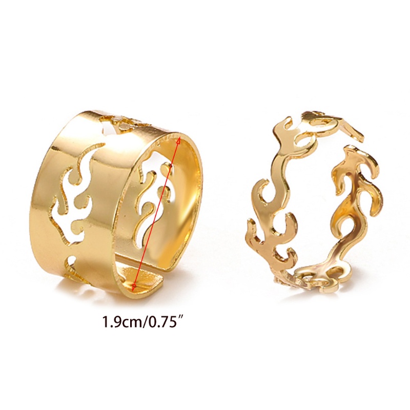 Set 2 Nhẫn Hợp Kim Hình Ngọn Lửa Phong Cách Retro