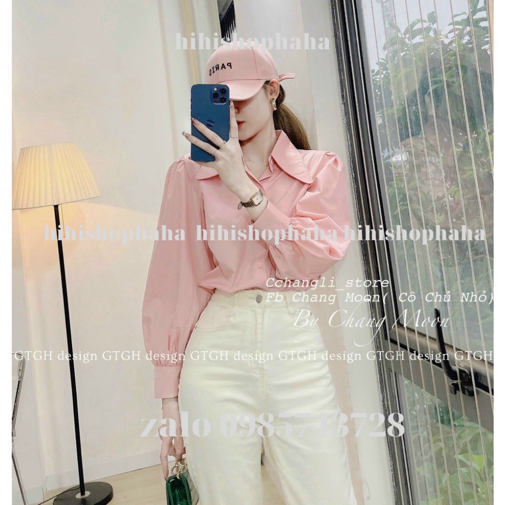 áo sơ mi tay bồng 2 màu trắng hồng NH00099 hihishophaha