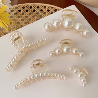 Kẹp tóc càng cua đính hạt ngọc trai nhân tạo phong cách Hàn Quốc thời trang
