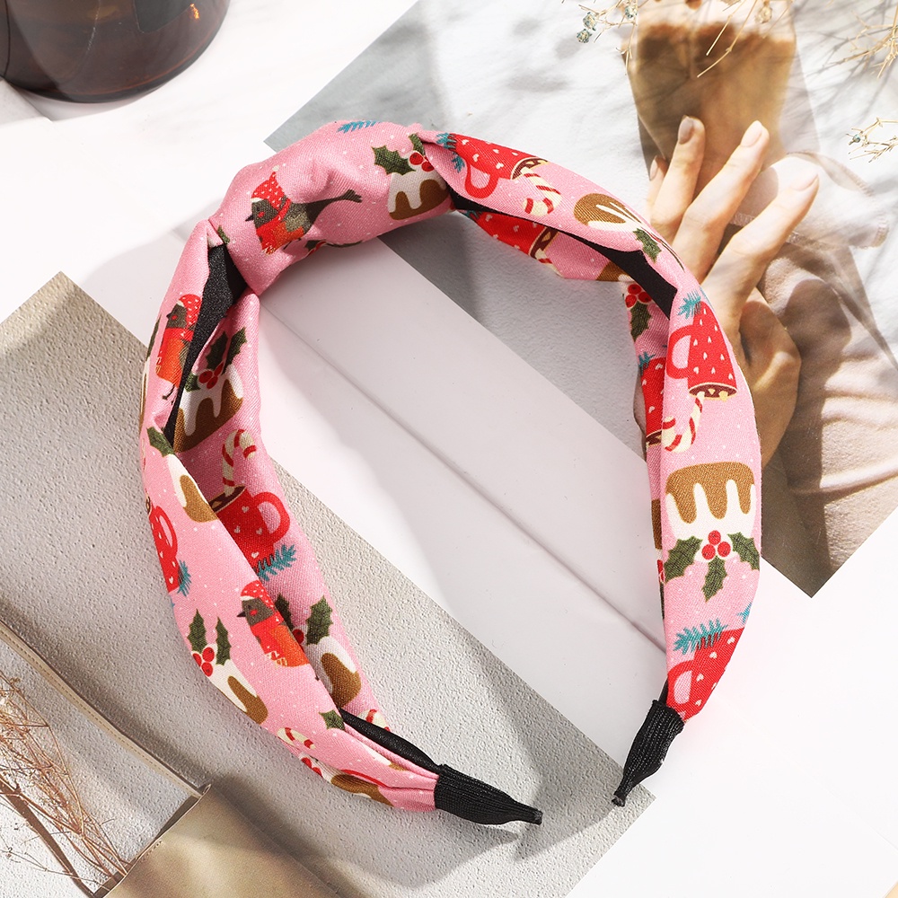 Haimeikang Băng Đô Cài Tóc Bản Rộng In Họa Tiết Giáng Sinh Thời Trang Cho Nữ