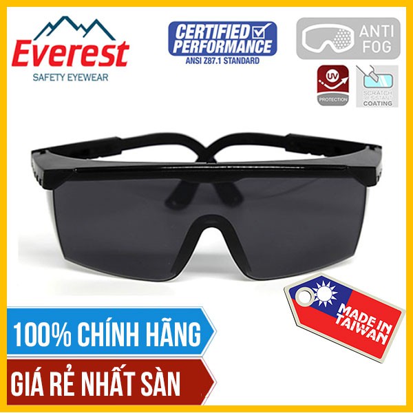 Kính Everest EV-105 ĐEN Đài Loan [FREESHIP - CHÍNH HÃNG] kính bảo hộ, chống bụi, đọng sương, tia UV 99,99% bảo vệ mắt