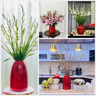 bình hoa men đỏ vân mây gốm Bát Tràng cao cấp