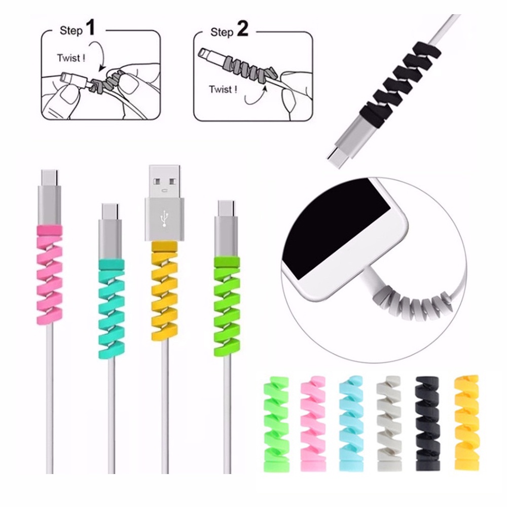 1 Phụ Kiện Bảo Vệ Dây Cáp Sạc Xoắn Ốc Bằng Silicone