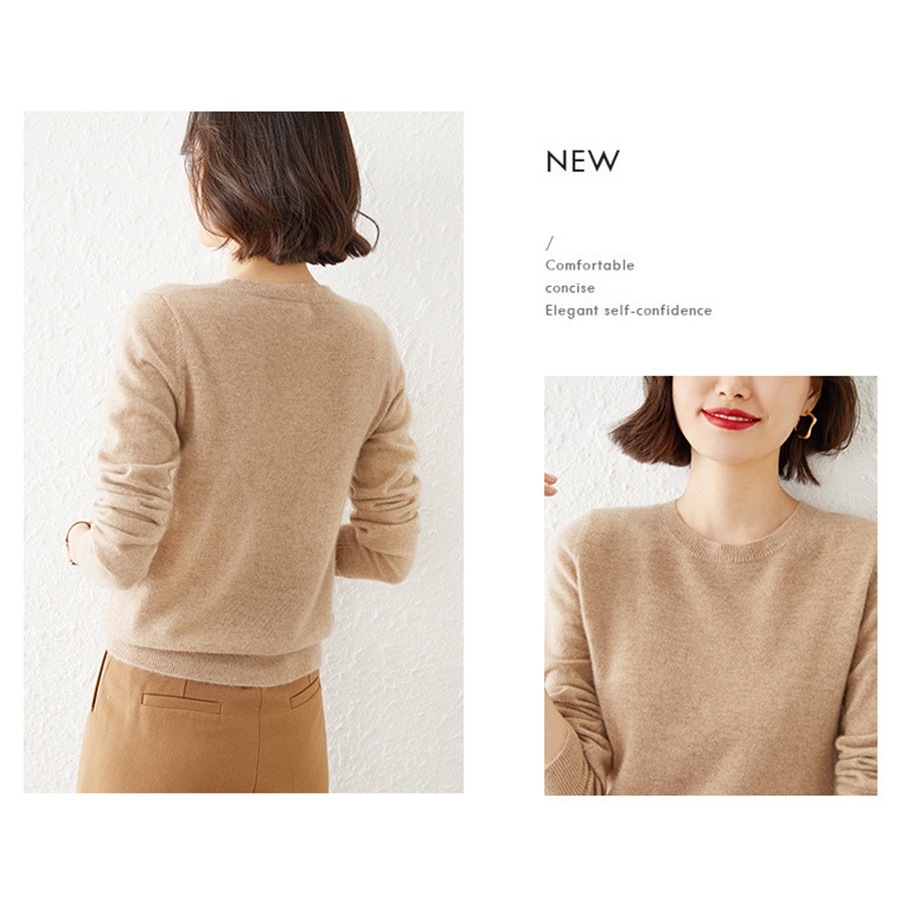 Áo len nữ dài tay cổ tròn trơn màu, Áo len basic trơn kiểu dáng Hàn Quốc chất lông cừu siêu mềm mịn | BigBuy360 - bigbuy360.vn