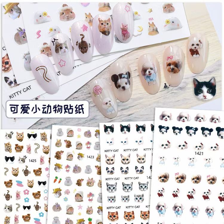 Sticker hình con mèo dễ thương, hình dán móng tay hình mèo dễ thương trang trí móng tay - Sushi Nail Mi