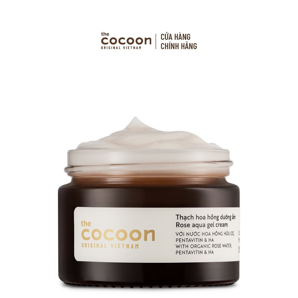 Thạch hoa hồng Cocoon Rose Aqua Gel Cream 100ml với nước hoa hồng hữu cơ giúp dưỡng ẩm