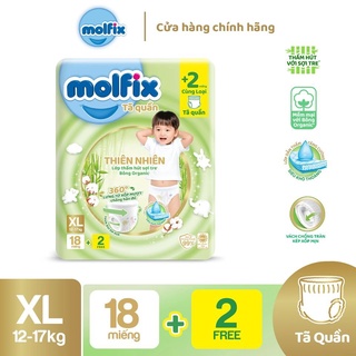 Tã quần molfix thiên nhiên regular xl - gói 18+2 miếng - gói nhỏ