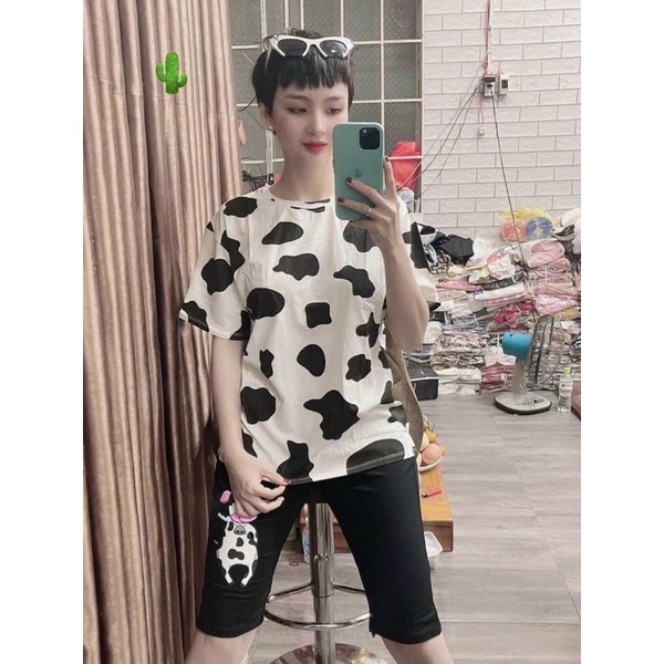 Đồ bộ nữ mặc nhà chất thun co giãn thoáng mát kiểu áo phông tay lỡ quần short dành cho nữ