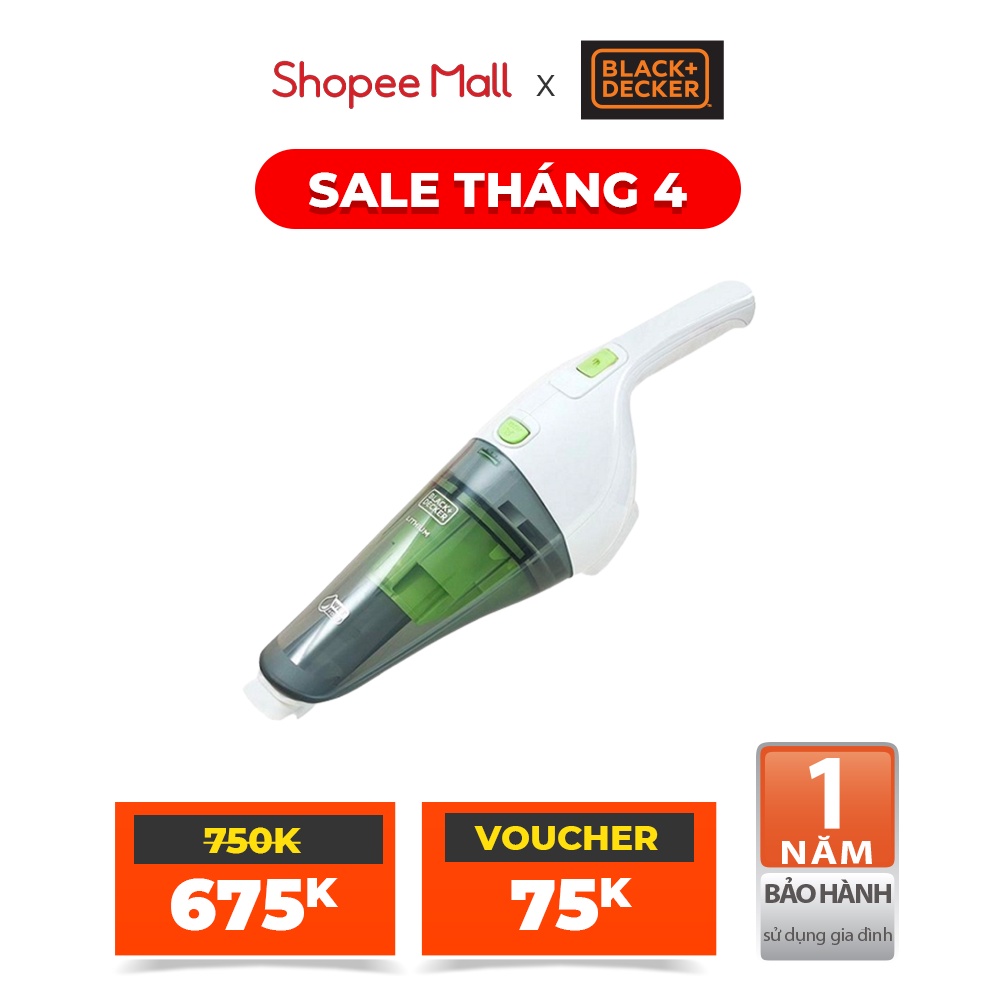 BLACK+DECKER 7.2V Máy hút bụi dùng pin cầm tay (hút ướt+khô)