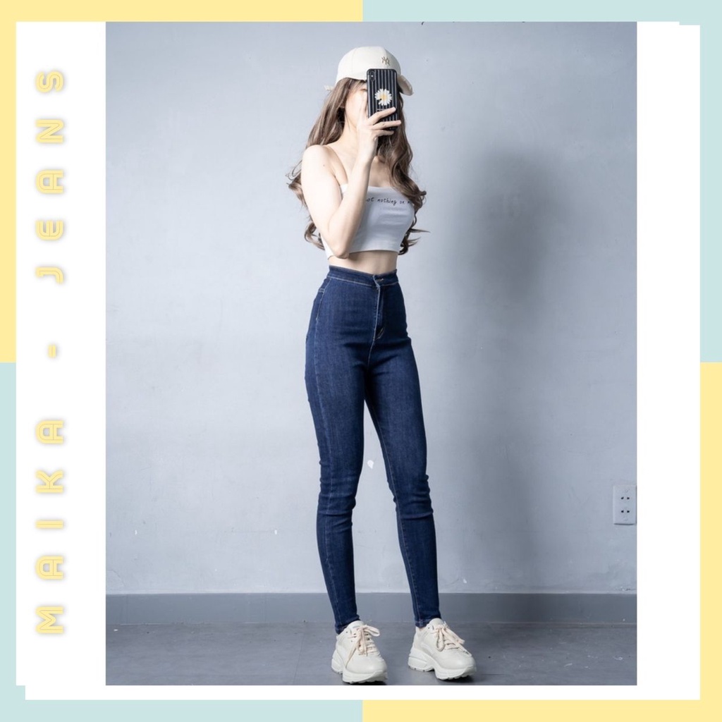 (freeship) Quần Jeans  ống Suông Lưng Cao Nữ Rách Lai ống Quân shop Maika-Jeans