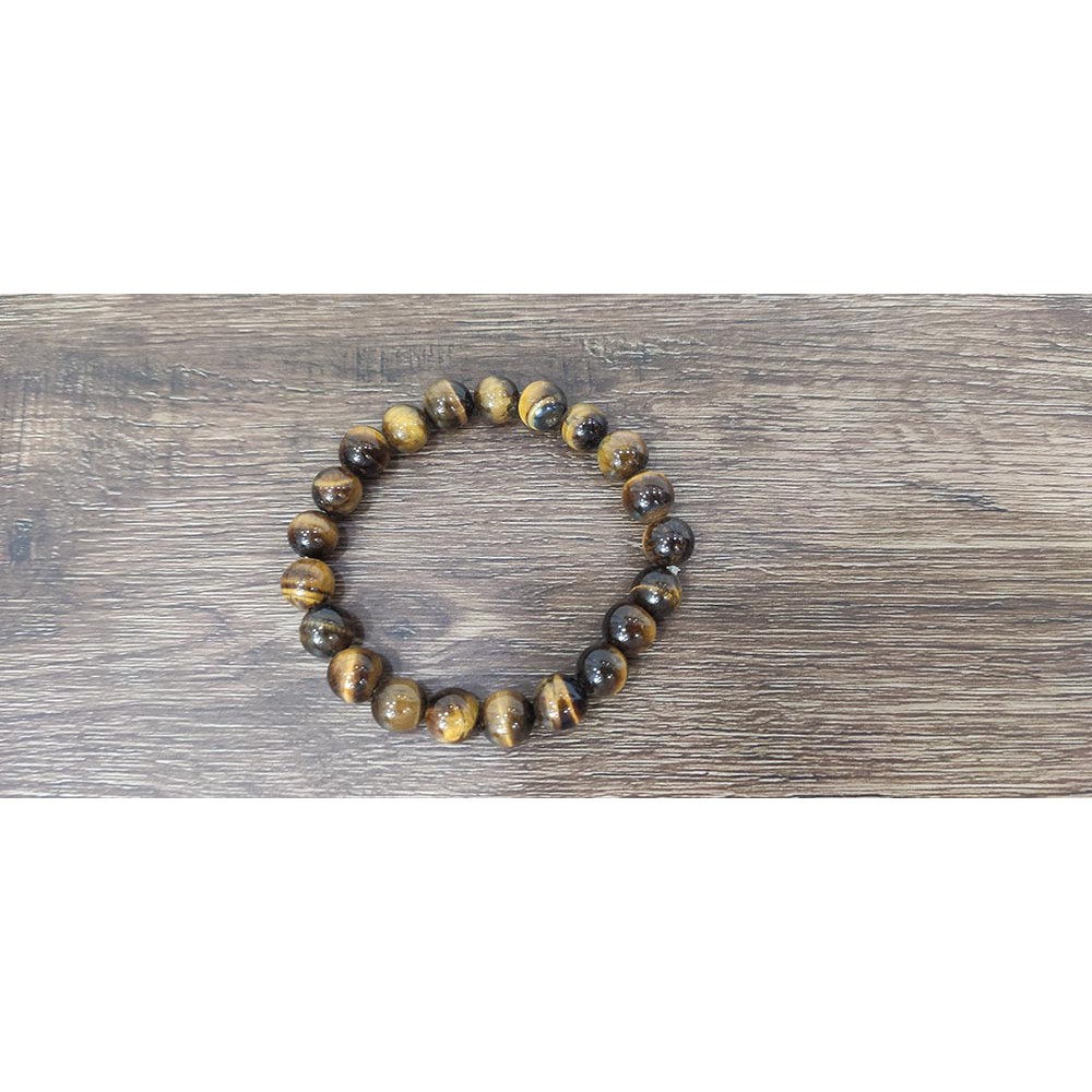 Vòng tay chuỗi đá nhan tạo mắt cọp vàng 8 ly