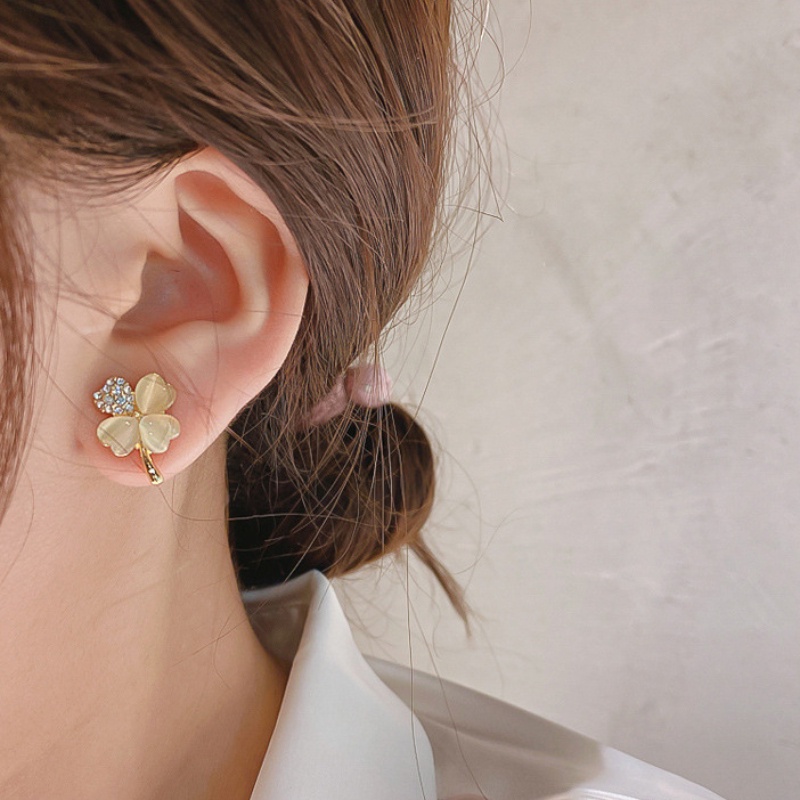 Bông Tai Mạ Bạc 925 Hình Cánh Hoa Siêu Nữ Tính Phong Cách Hàn Quốc Mới