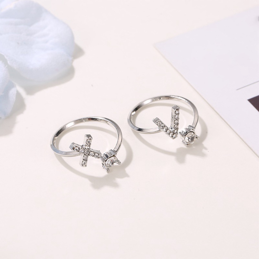 Nhẫn Cặp Khắc Chữ Cái Từ A Đến Z Có Thể Điều Chỉnh Kích Cỡ