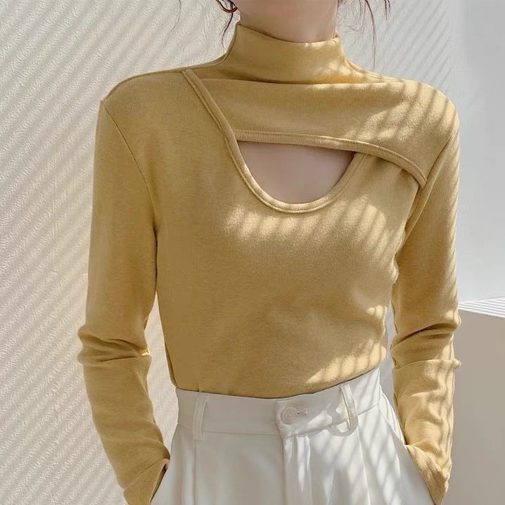 Áo thun dài tay cổ lọ dáng ôm thời trang Hàn Quốc