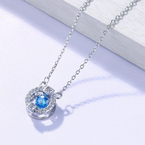 Dây Chuyền Bạc Ý S925 Thiết Kế Vòng Tròn Đính Đá Lấp Lánh Bảo Ngọc Jewelry DB-1674