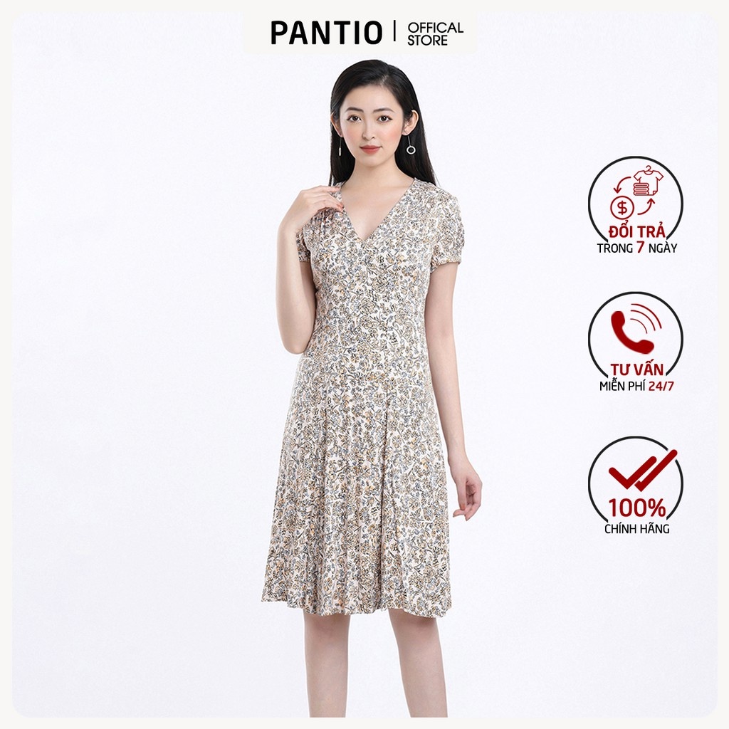 Đầm dạo phố dáng xòe tay ngắn FDP12450 - PANTIO