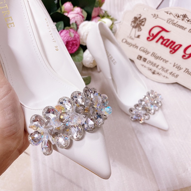 GIÀY CƯỚI THIẾT KẾ ĐÍNH ĐÁ RUBY CAO CẤP CÓ SẴN HÌNH THẬT