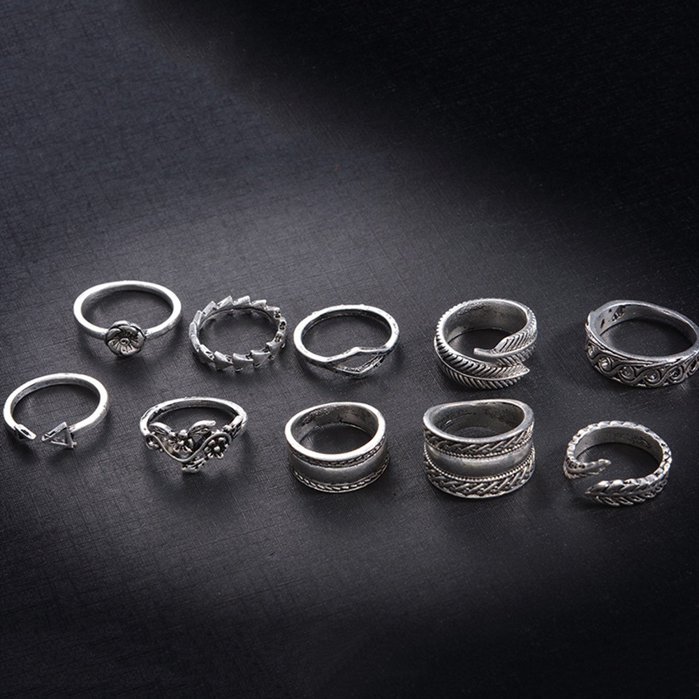 Set 9 Nhẫn Đeo Khớp Ngón Tay Vintage Cho Nữ