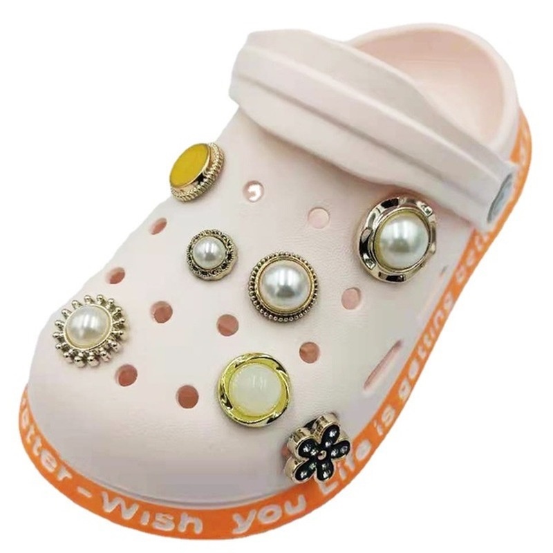 Phụ Kiện Trang Trí Giày Hình Hoa Đính Ngọc Trai Xinh Xắn