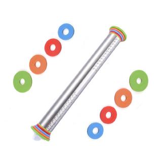 Stainless steel rolling pin + 4 removable adjustable mounting rings