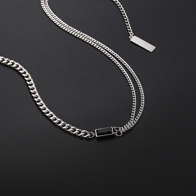 Phong cách đường phố Hip Hop Vòng cổ Hình vuông Mặt dây chuyền Chuỗi vòng cổ