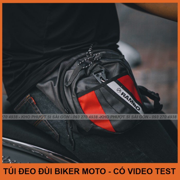 Túi đeo đùi giống form túi Dainese thương hiệu Rambo - Túi đeo chéo đùi Rambo đi phượt tiện lợi