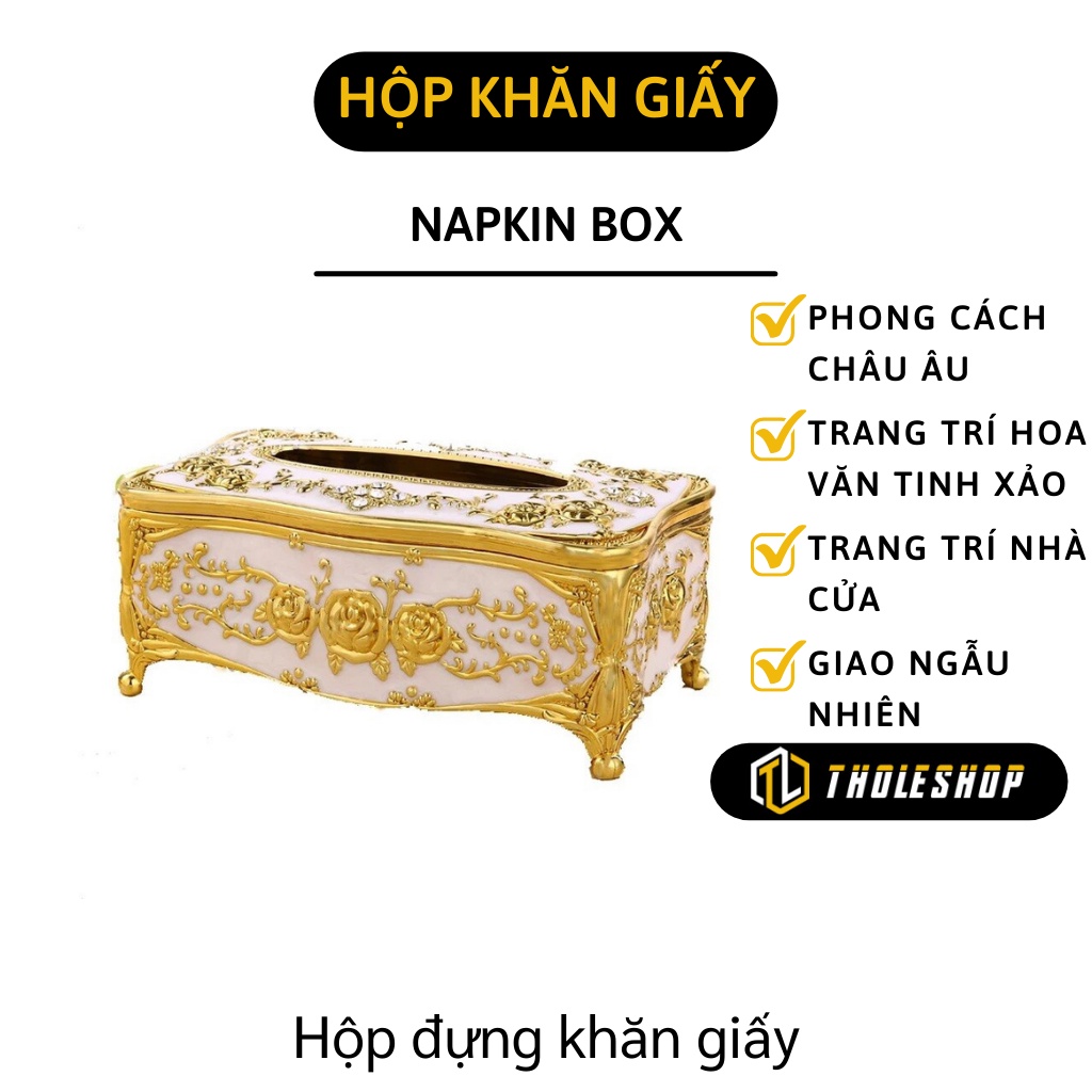 Hộp Đựng Khăn Giấy - Hộp Đựng Giấy Ăn Phong Cách Châu Âu Trang Trí Nhà Cửa 8164