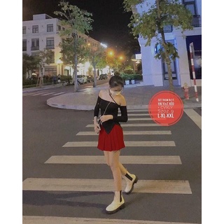 N.T BIGSIZE SET ÁO RỚT VAI DÂY CHÉO NGỰC + CHÂN VÁY XẾP LI