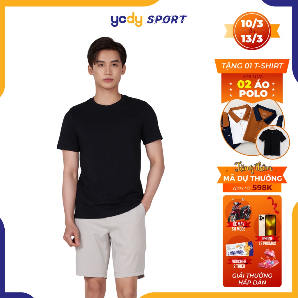 Áo t-shirt nam YODY chất liệu cotton, áo phông cổ tròn in ngực look good feel good TSM5201