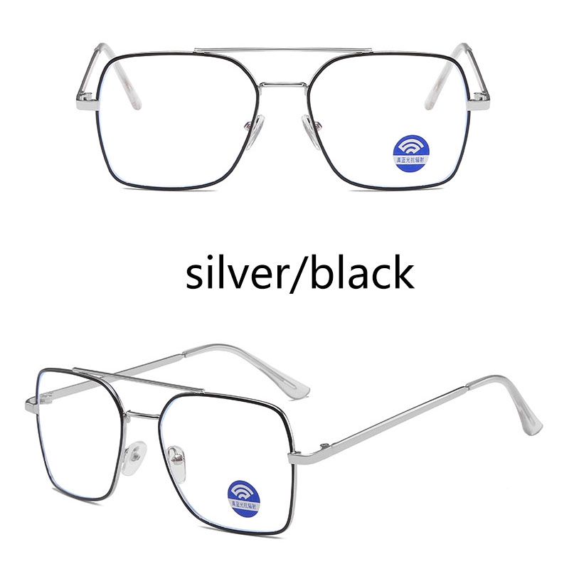 Eyeglasses Anti Radiation & Blue Light Square Light Metal Frame Fashion Glasses Women Men