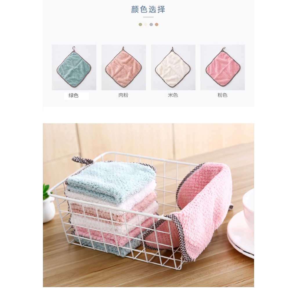 Khăn lau chén đĩa chất vải lông cừu san hô thấm hút họa tiết quả dứa có thể treo
