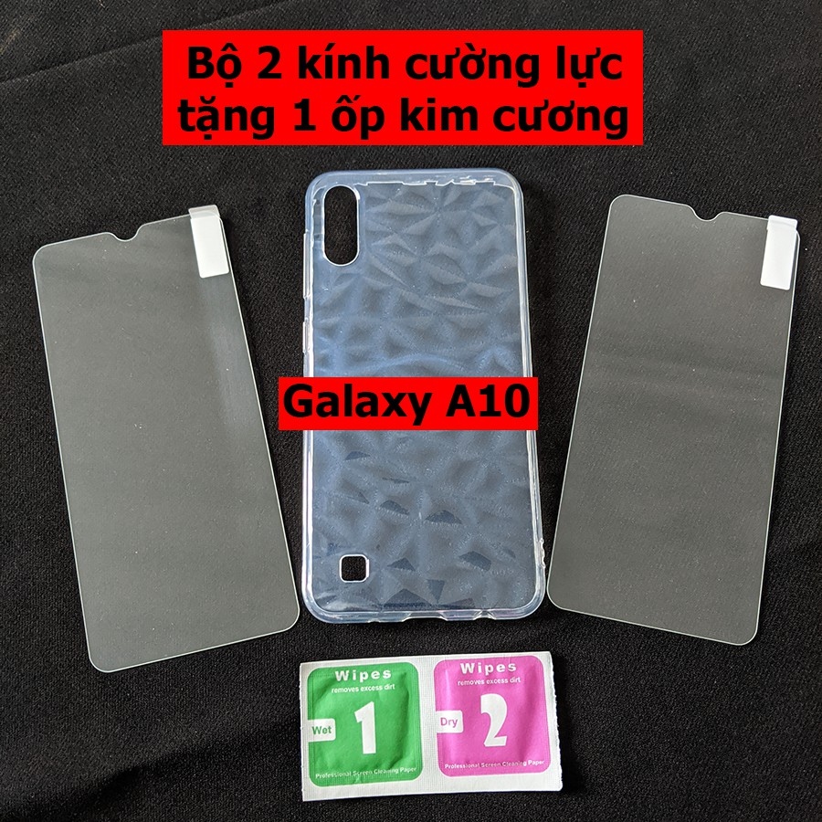 2 kính cường lực Samsung Galaxy A10 tặng ốp kim cương