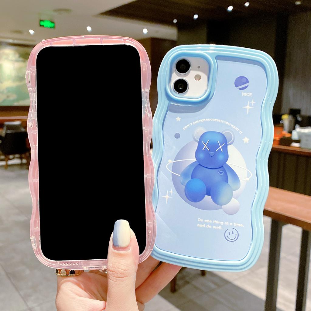 Ốp Điện Thoại Họa Tiết Gấu KAWS Viền Xoắn 2 Trong 1 Cho iPhone 13promax 12 11 X XR XSMAX